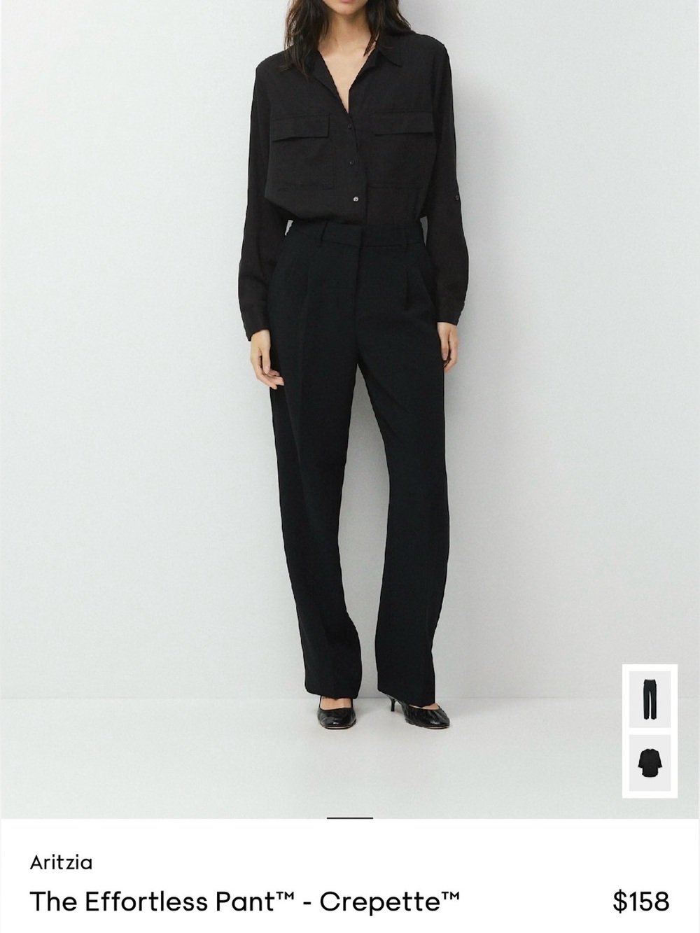 ARITZIA WILFRED Black High Waist Pleated Trouser Pants